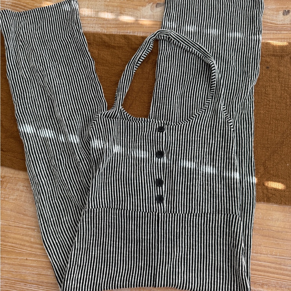 Black and White Striped Jumpsuit